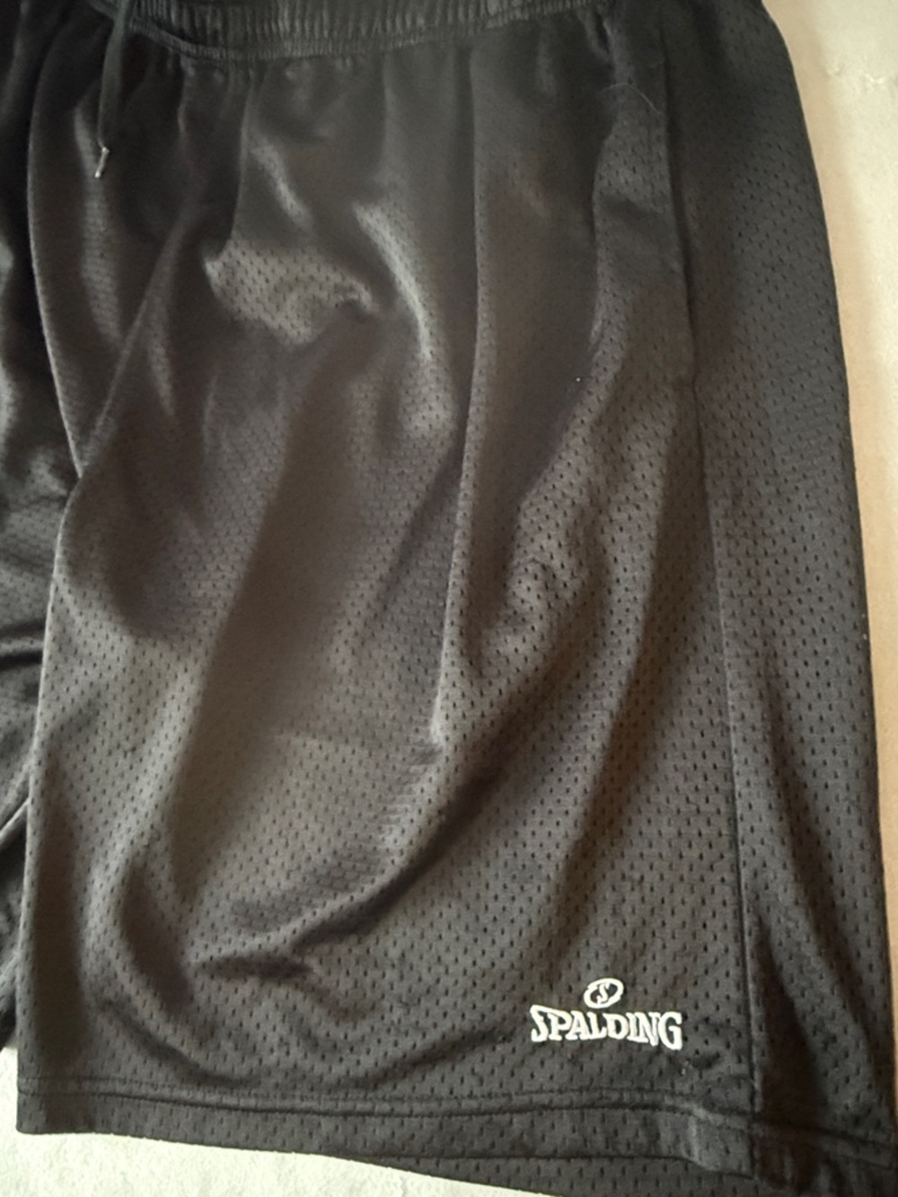 Men's Black Mesh Athletic Basketball Shorts Embroidered Spalding Label XXL